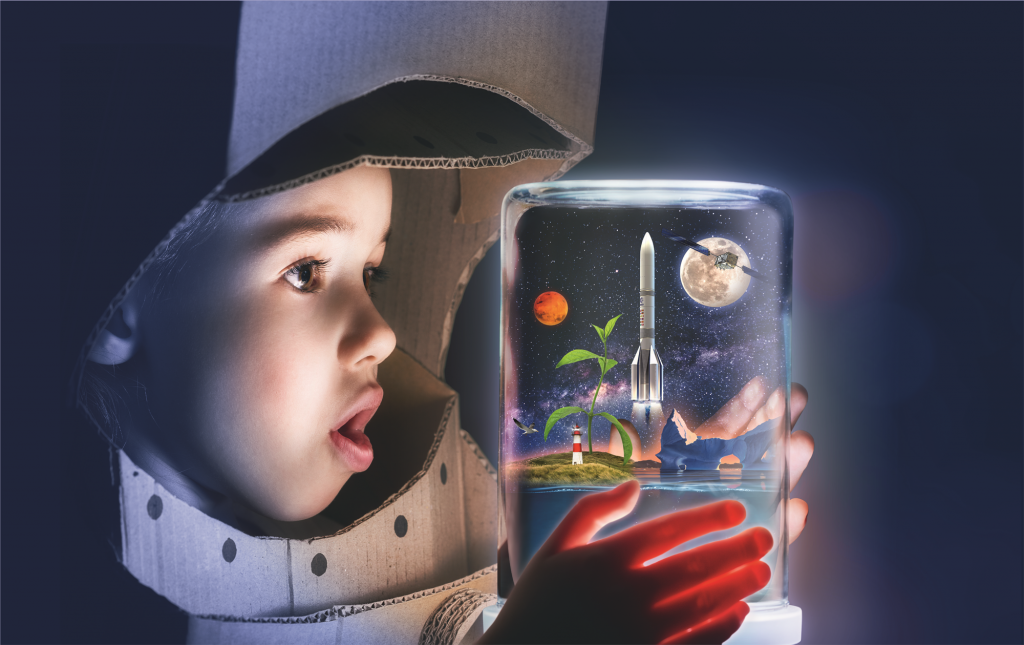 ESA BIC Northern Germany Kind mit Glas Astronaut Weltraum